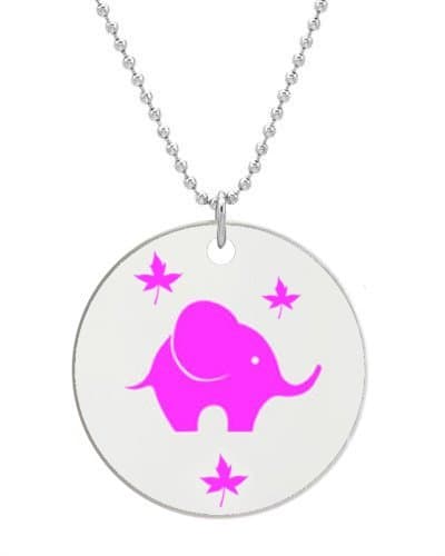 Hot Pink Baby Elephant - Custom Dog Tag Necklace