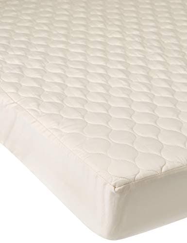 Whisper Organics, 100% Organic Mattress Protector - Quilted Fitted Mattress Pad Cover, GOTS Certified Breathable Mattress Protector - Ivory Color, 17" Deep Pocket (Crib Size Bed)