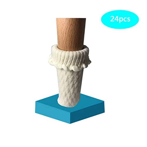 TEKEFT 24pcs/Pack Chair Protectors,Furniture Protectors with Non Slip Strips Inside Chair Leg Floor Protectors,Anti Skid Chair Socks for Hardwood Floors (White)