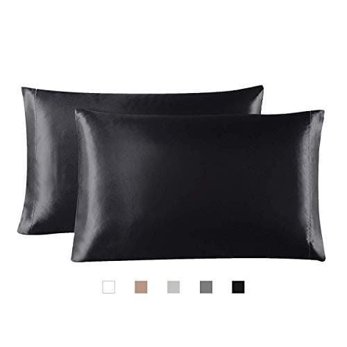 Hboemde 2-Pack Satin Pillowcases Set for Hair and Skin,Khaki Pillow case Set of 2 Envelope Closure Pillowcases Slip Cooling Satin Pillow Covers-King(20x40)