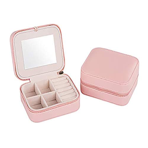 Portable Travel Jewelry box Small Jewelry Box Mirrored Holder for Rings, Earring, Necklace, Bracelet