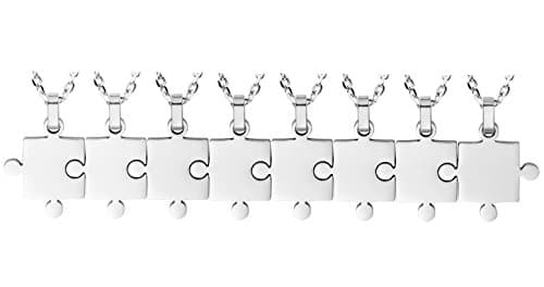 Best Friend Couples Puzzle Necklace 2/3/4/5/6/7/8 Piece Silver/Black/Gold Tone - Stainless Steel