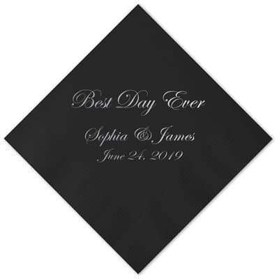 Personalized Black Wedding Cocktail Napkins, set of 100