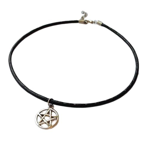 Silver Pentagram Goddess Pagan Wiccan Witch Necklace Choker Charm Choker Necklace