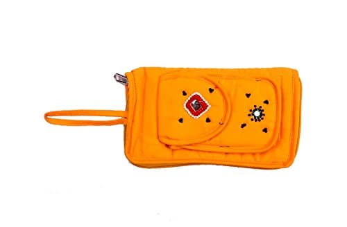 Hand Art India, Handcrafted Woman's Cotton Purse with Kutchi Mirror Work