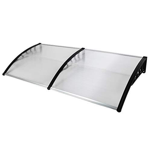 116 inch / 78 inch / 39 inch Window Awning Outdoor Polycarbonate Hollow Sheet Door Patio Canopy (Silver Canopy + Black Bracket, 40''x 80'')