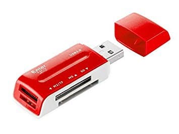 Multi USB Memory Card Reader - All in One Digital Flash Card Writer For Micro SD, SM, SMC, M2, SD, MMC, MS, MS Duo, XD, T-Flash For Windows, Mac & Linux Auto Detecting (Red)