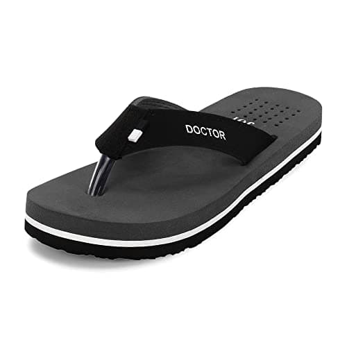 ORTHO JOY Men's Black Slippers - 6 Uk