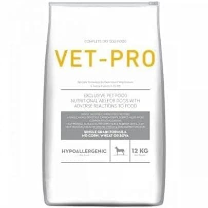 Vet-Pro Hypoallergenic Dry Adult Dog Food 12Kg for Dogs with Adverse Reactions to Food, Chicken Flavor