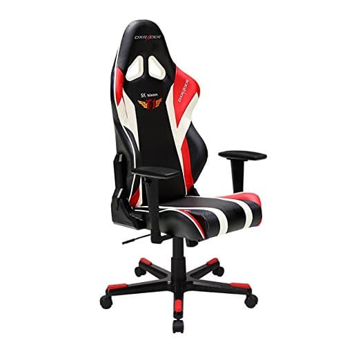 Robas Lund DXRacer Oh/RE108/NR/Skt Chair – Padded Seat, Padded Backrest, Black, Red, White, Black, Red, White, Black, PU Leather