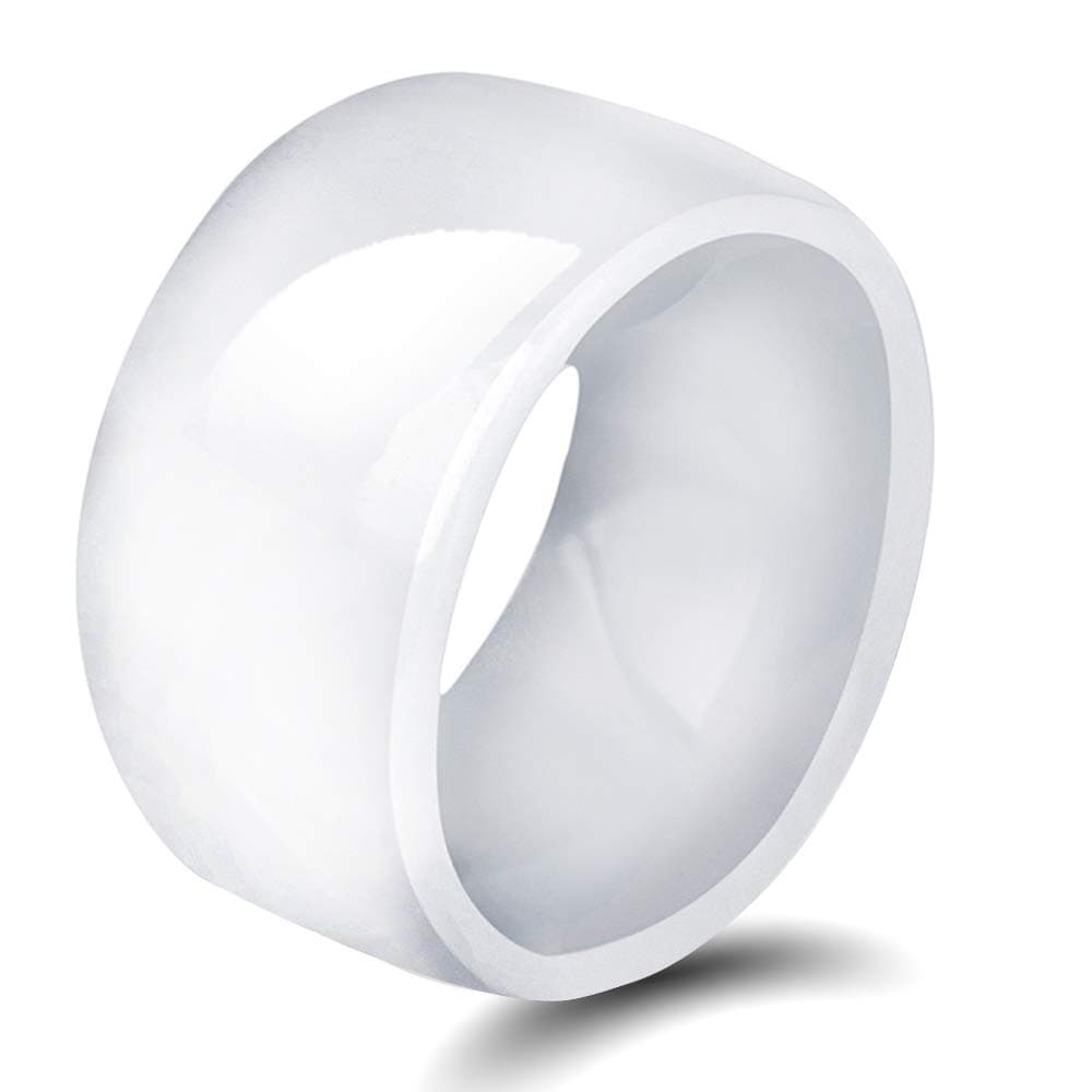 VQYSKO 10mm Polished White Ceramic Rings for Men Women Engagement Wedding Rings (Avail. Sizes 6 to 11) 11