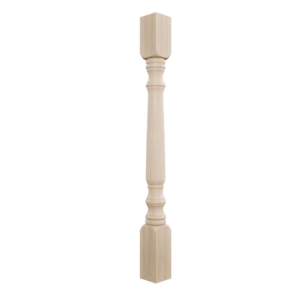 Ekena Millwork COL03X03X35LERW Legacy Tapered Cabinet Column (Top Block: 6 7/8", Bottom Block: 6 7/8"), 3 3/4"W x 3 3/4"D x 35 1/2"H, Rubberwood