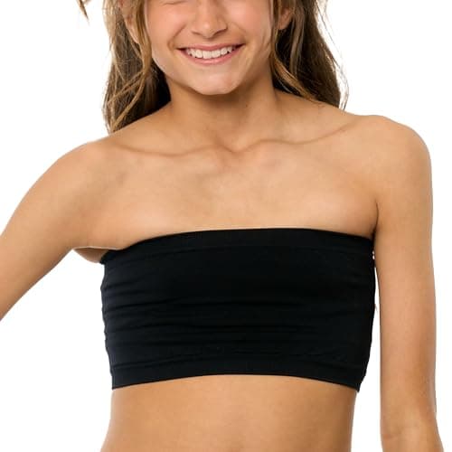 Malibu Sugar Girls Bandeau Tube Top Bras - Seamless Strapless Bra Tube Tops Comfortable and Versatile One Size Fits Age 10-14