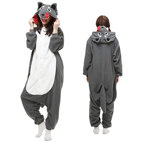 Wolf Onesies Adult Womwn/Men Cattoon Cosplay Animal Pajamas Sleepwear…