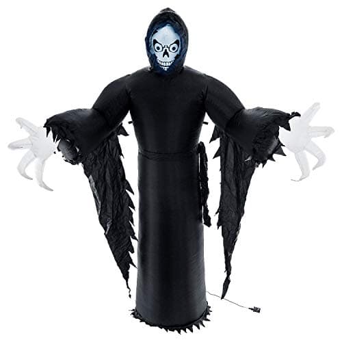 Halloween Haunters Giant 9 Foot Inflatable Spooky Black Reaper Ghost with LED Lights Indoor Outdoor Yard Lawn Prop Decoration - Blow Up Haunted House Party Display - Boo