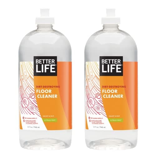 Better Life Natural Plant Based Best Hardwood Floor Cleaner, Safe on All Hard Floor Surfaces, Citrus Mint, 32 Ounces (Pack of 2)