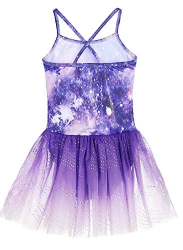 Girls Gymnastics Leotards with Skirt Ballet Tutu Dance Dress Toddler Kid Flutter Sleeve Mermaid Gymnastic Dancewear 2-11Y