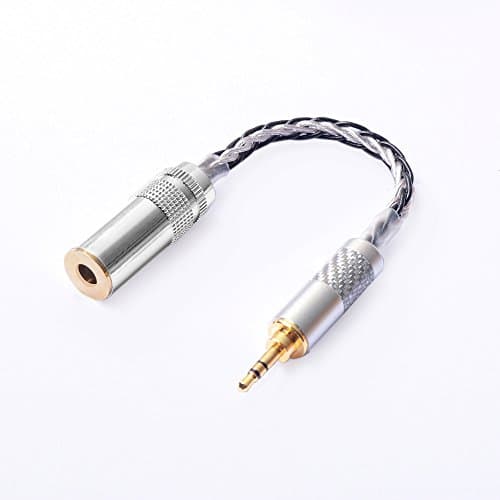 3.5mm Male to 4.4mm TRRS Female Balanced Output Adapter Cable 8-core Weaving Color1(Black-Sliver)