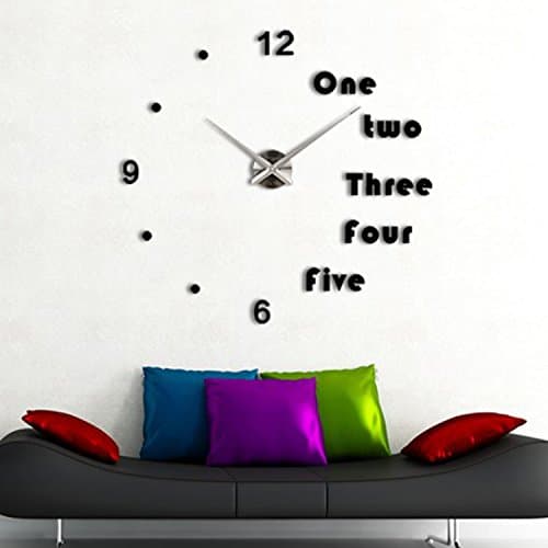 WALL CLOCK - 3D BLACK Frameless Large Stickers Clocks Style Watches Hours DIY Modern Room