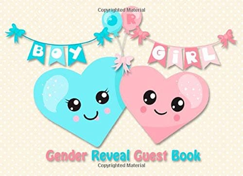 Boy or Girl Gender Reveal Guest Book: Happy Hearts Edition - Unique Keepsake Sign-in and Gender Guess Journal for Gender Reveal Party or Baby Shower