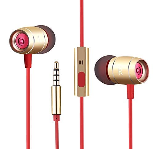 Earphones Earbuds with Microphone Wired Headphones Headset with Mic for Android Phone Computer Laptop in-Ear Headphones Wired Earbuds for Samsung Galaxy Google Pixel BLU Motorola (Gold)