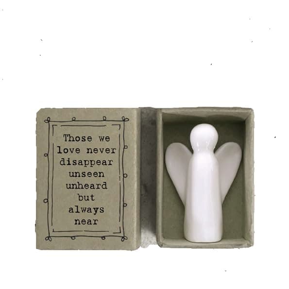 East of India Porcelain Matchbox Angel, Those We Love Don't Disappear Sentimental Words, Family Keepsake Gift, Porcelain Keepsake, Thinking of You Gift