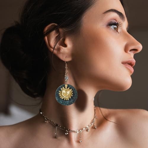 SUNNYOUTH 10 Pairs Vintage Dangle Earrings for Women Girls Boho Jewelry Set Sunflower Geometric Teardrop Earring Christmas Gifts