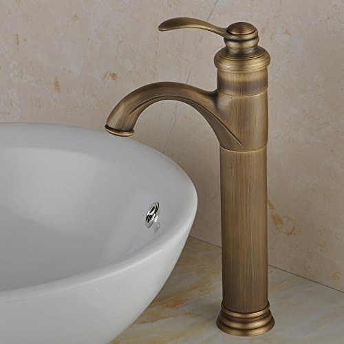 Hiendure Single Handle Contemporary Bathroom Lavatory Vanity Vessel Sink Faucet Chrome Tall Spout Deck Mount Bathtub Faucet Mixer Taps Unique Designer Plumbing Fixtures Single Hole Faucet