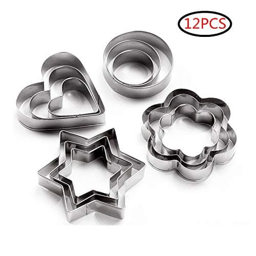 cookie cutter set, mini geometric shape love cookie cutter, baking tool, suitable for kitchen making, cookies and cakes (12Psc)
