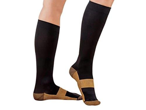 CompressionXSportz Copper Compression Socks For Men and Women 15-20mmhg Over The Calf Below Knee High