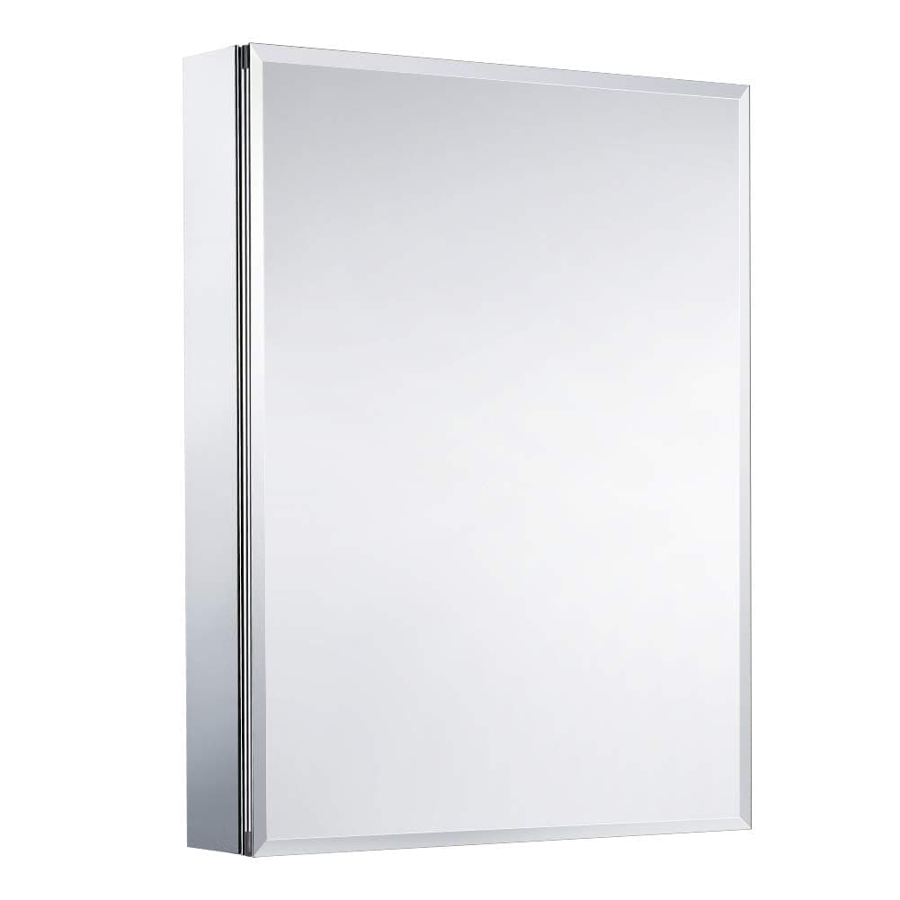 Medicine Cabinet with Mirror, 24 Inch x 30 Inch Aluminum Mirror Cabinet with Single Door, Bathroom Medicine Cabinet, Surface Mount or Recess Installation