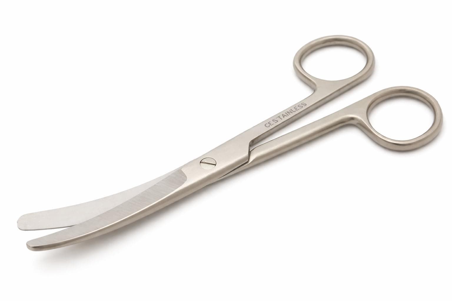 6" Stainless Steel Scissors, Curved Blades, Blunt Tips