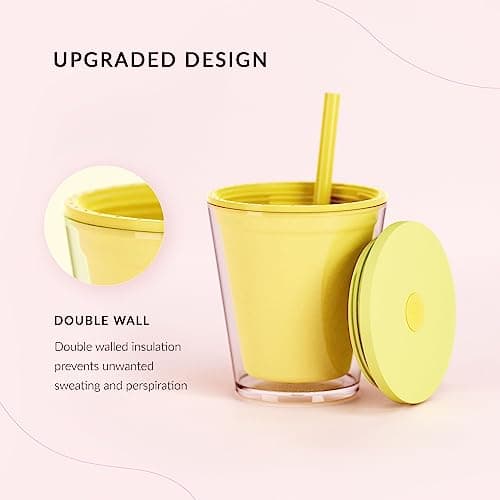 Maars Classic Acrylic Tumbler with Lid and Straw | 10oz Kids Premium Insulated Juice Cups, Double Wall Reusable Plastic Cups - Coral Reef, 2 Pack