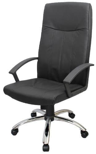 "Fairfield" Leather Executive High-Back Office Chair w/ Chrome Base & Gas Lift