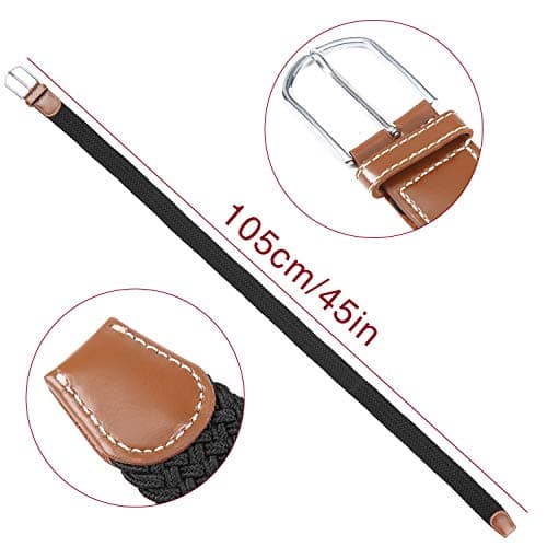 Men's Belts Stretch Woven Belts Vintage Casual Woven Belts for Men and Women Multicolor Woven Stretch Belts(Beige&Blue&White)