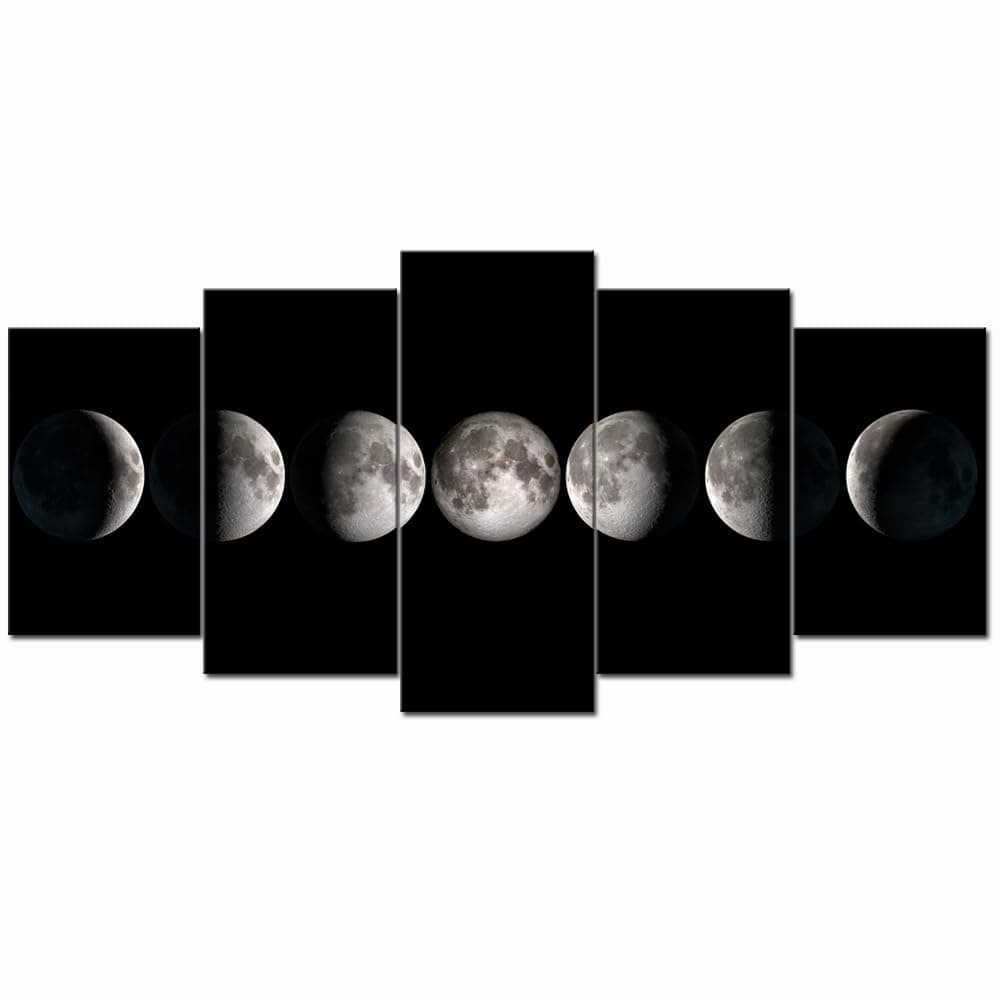sechars Moon Phases Canvas Wall Art Decor Black and White Lunar Moon Pictures Paintings for Home Office Decorations Framed Ready to Hang