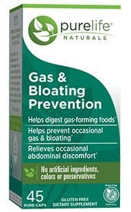 PureLife Natural Gas & Bloating Prevention, 45 Pure Caps each