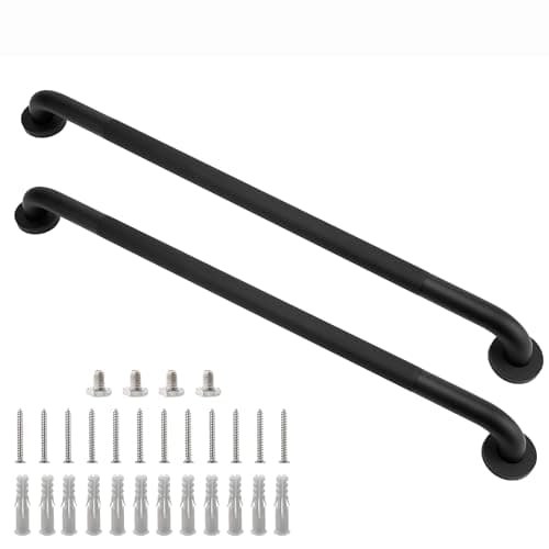 Shower Grab Bar, 2 Pack 32 Inch Black Bathroom Grab Bar, 1.25" Diameter 304 Stainless Steel Anti-Slip Grab Bars for Bathtubs and Showers, Handicap Shower Grab Bar for Seniors Elderly