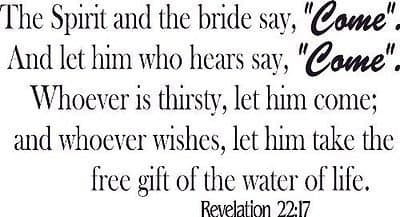 Revelation 22:17, Vinyl Wall Art, Spirit Bride Let Him Who Hears Say Come, Fr…
