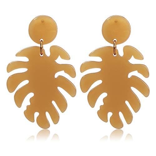 Acrylic Earrings for Women Drop Dangle Leaf Earrings Resin Minimalist Bohemian Statement Jewelry (Light Brown)