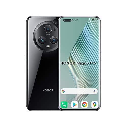 Honor Magic5 Pro 5G 512GB ROM 12GB RAM Smartphone 6.81" 120Hz Quad-Curved HDR Display, 50MP AI Triple Camera, Huge Dual SIM, Android 13 Global EU/UK Model PGT-N19 Mobile Cell Phone (Black)