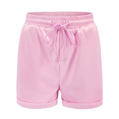Shybuy Women Shorts,Women Hot Pants Casual Loose Shorts Beach Girl High Waist Short Trousers (XL, Pink)