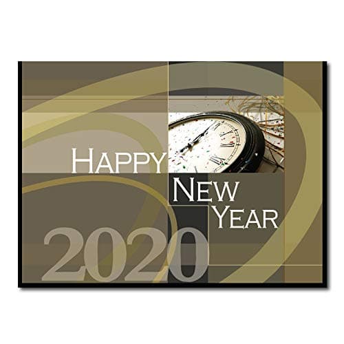 ZilloMart New Years Greeting Card - N7013. Send to Family, Friends and Business Associates. 25 Cards and 26 Gold Foil Lined Envelopes.