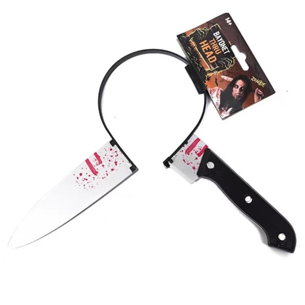 AIYTAILY Knife Headband Bloody Cleaver Headband Bloody Horror Props Funny Accessory Halloween Cosplay Fruit Knife Black