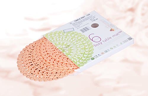 Indian Plastic Table Mat / Coffee Mat / Place mats, Kids Placemats, Non-slip Waterproof / Colors : Light Orange / Size : 150 mm Dia / Set of 6 Table Mats / [Krish-Misc-AD30]