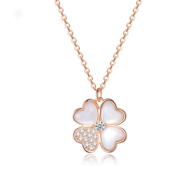 Crystal Rose Gold Plated Lucky Clover 925 Sterling Silver Pendant Necklace for Women Gift Packing J.Rosée Fashion Jewelry JR-1043