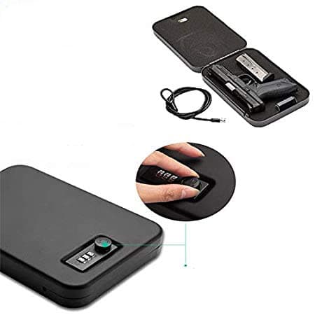 GunAlly Portable Steel Combination Travel Gun Safe, Pistol Lock Box (Black)