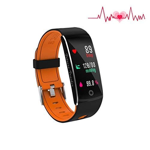 Huangchao Inc Fitness Tracker, Smart Watch 4 Sports Mode, Heart Rate Monitor IP67 Waterproof Activity Tracker, Sleep & Blood Pressure Monitor, Calorie/Step Counter Smart Wristband for iOS Android