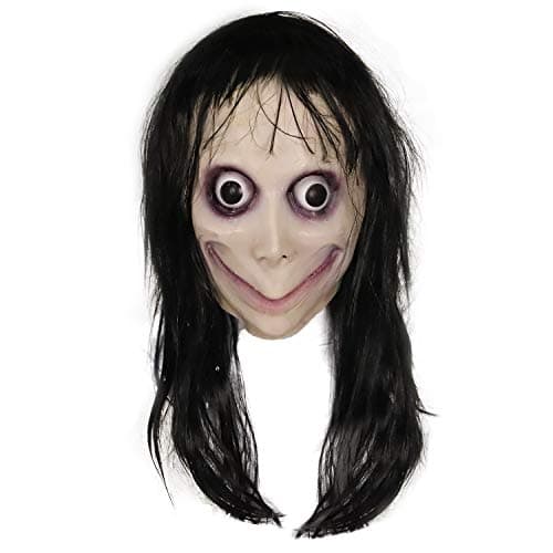 MAKEATREE MOMO Head Mask for Women Adult, Halloween Scary Horror Creepy Evil Latex Mask Costume Props for Cosplay Party