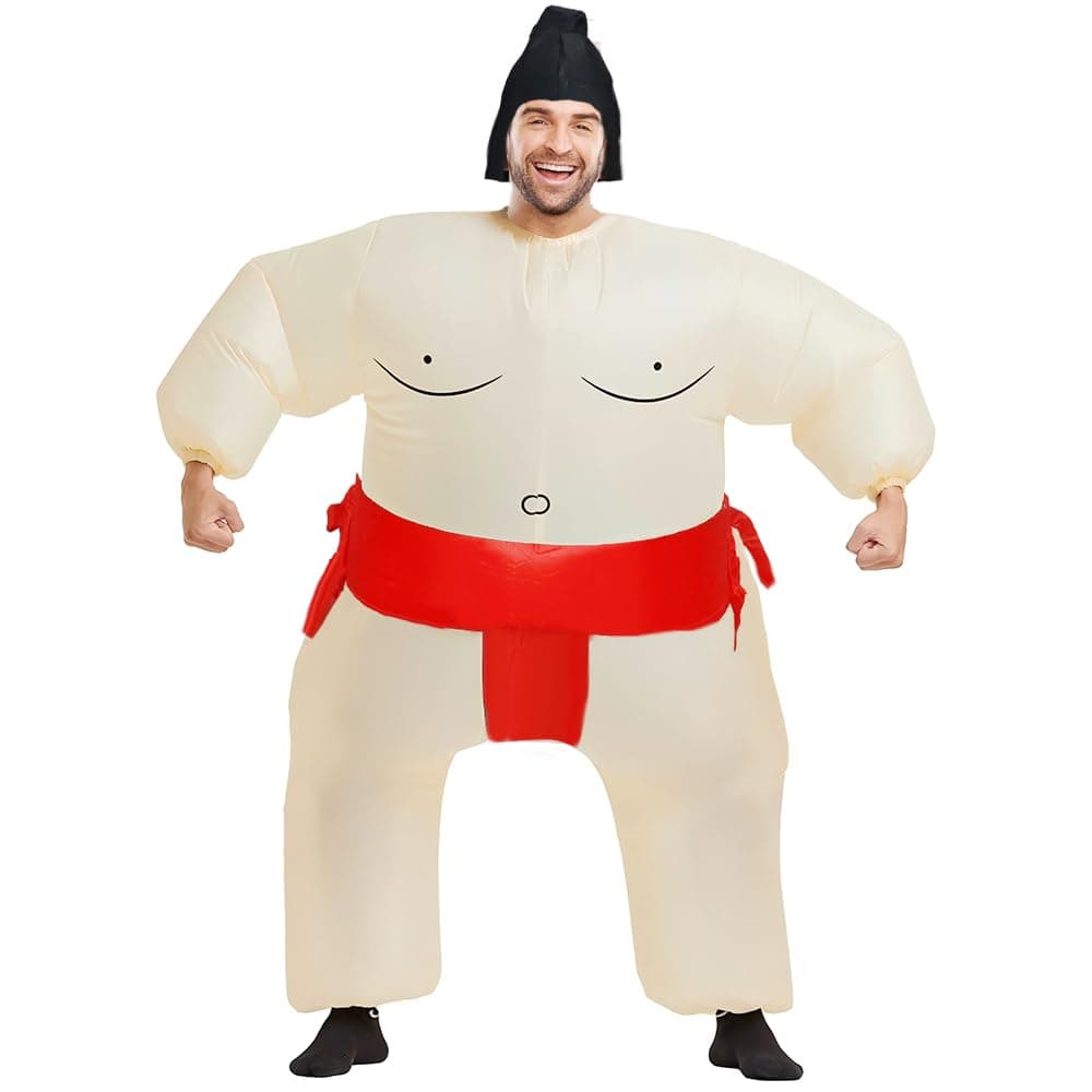 Inflatable Sumo Wrestler Suit Costume for Adult Blow up Halloween Party Fat Suit Fancy Families Member Game